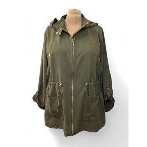 PERCH By Blu Pepper Zip Front Soft Anorak Olive Green Jacket, NWT! Size 3XL